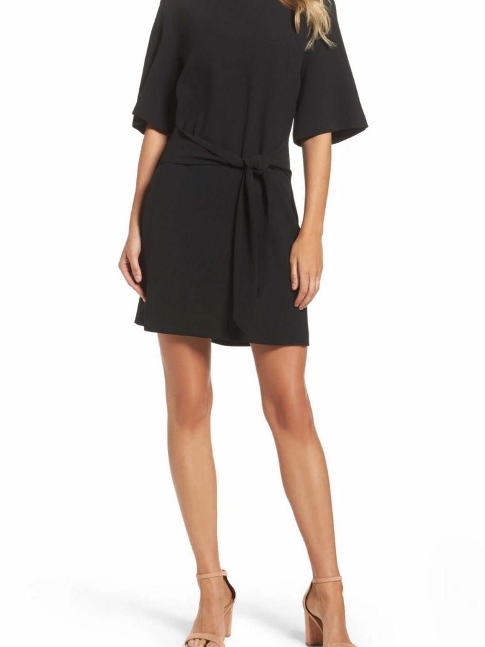 Felicity & Coco Textured Black Crewneck Dress